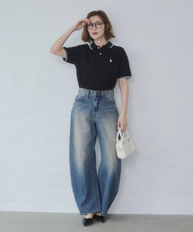 WEGO 【26年春夏新カラー登場/ユニセックス着用ITEM/SMLサイズ展開】U.S. POLO ASSN.別注ラインポロシャツ ブラック