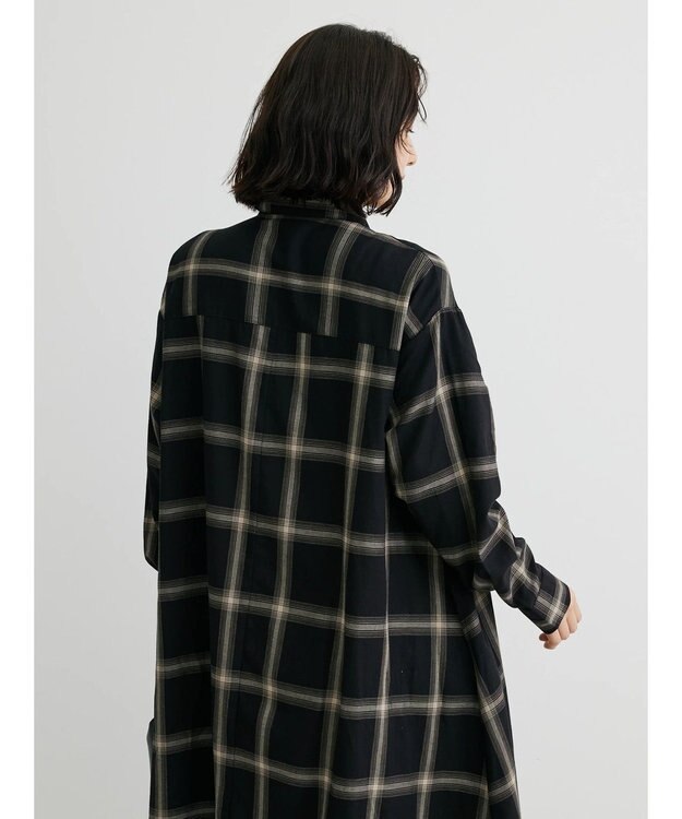 Green Parks ビエラチェックシャツワンピース Black