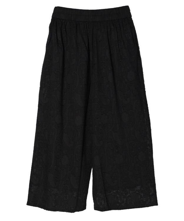 Green Parks インド綿　ジャガードイージーパンツ Black