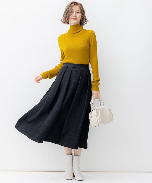 23区 【SLOW/一部店舗限定】シアーリブ タートルネックニット マスタード系