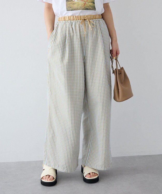 CRAFT STANDARD BOUTIQUE サッカーチェックイージーパンツ Light Blue