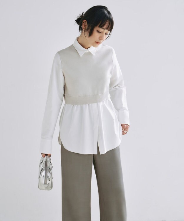 ICB L 【2WAY・洗える】シャツクロスコンビニットプルオーバー トープ系