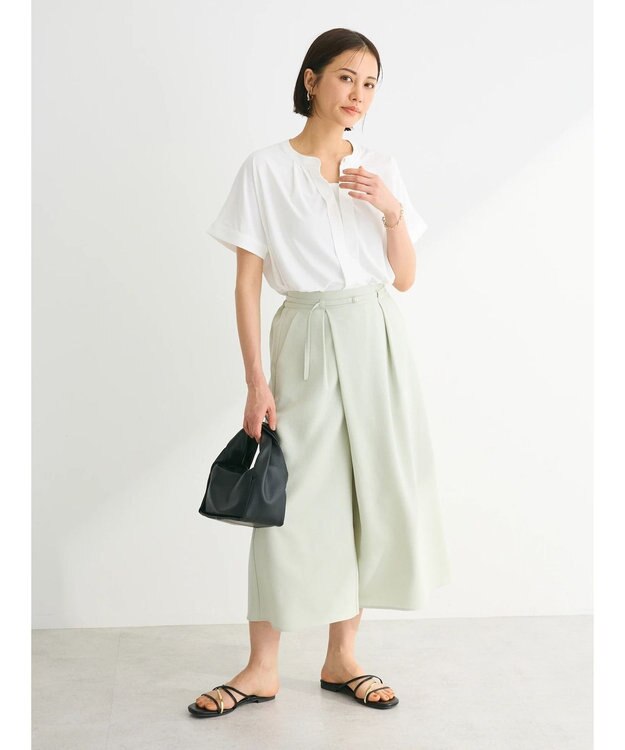 Green Parks ２ｗａｙ　フレンチスリーブ釦付ブラウソー Off White