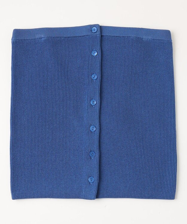 自由区 【洗える】ドライコットンハイゲージニット ビスチェ ブルー