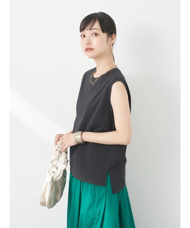 earth music&ecology ノースリーブカットソー（汗じみ防止） Black