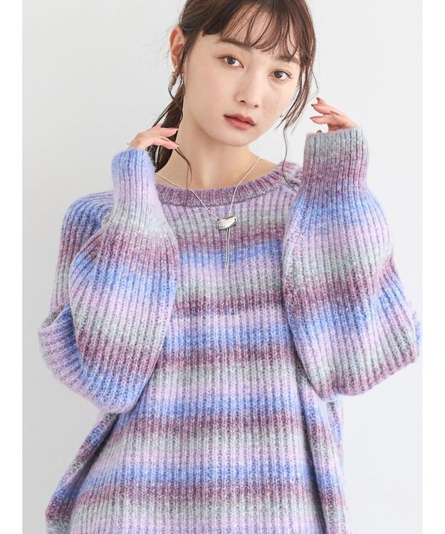 AMERICAN HOLIC グラデーションラグランニットプルオーバー Purple