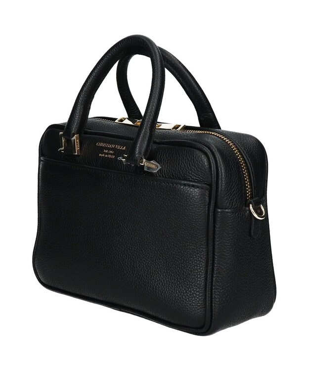 INTER-CHAUSSURES 【CHRISTIAN VILLA】ボックスシルエットレザーハンドバッグ ブラック