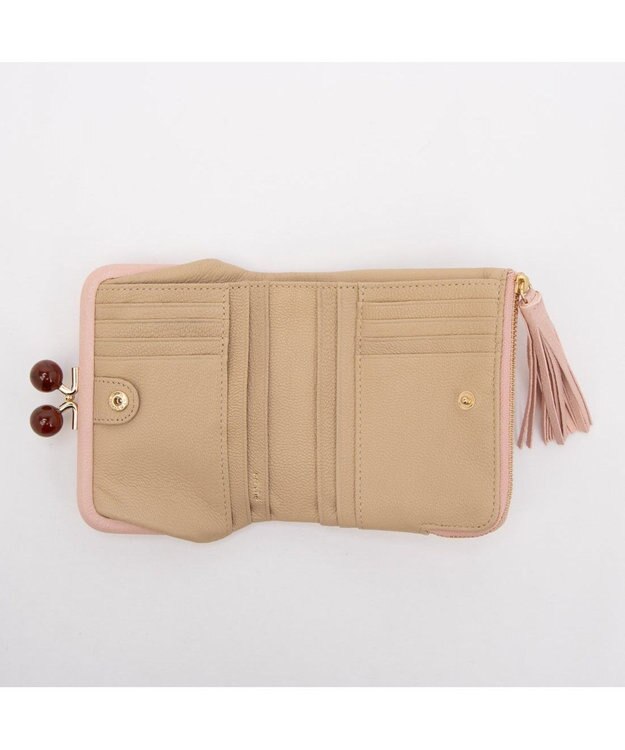 UNBILLION ペルケ perche / アクリル玉がま口2つ折り財布 ライトピンクドット