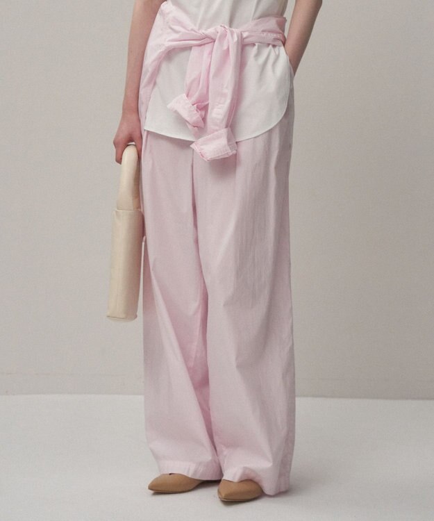 ATON NATURAL DYED COTTON LAWN | ツータックイージーパンツ PINK