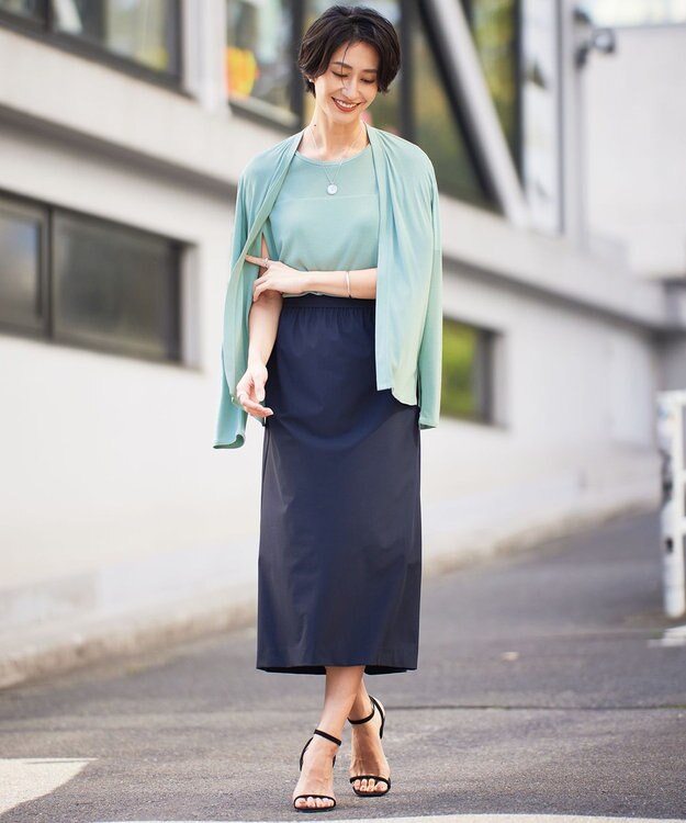 ICB L 【接触冷感・UVカット・洗える】アトラストリコット ナロースカート ネイビー系