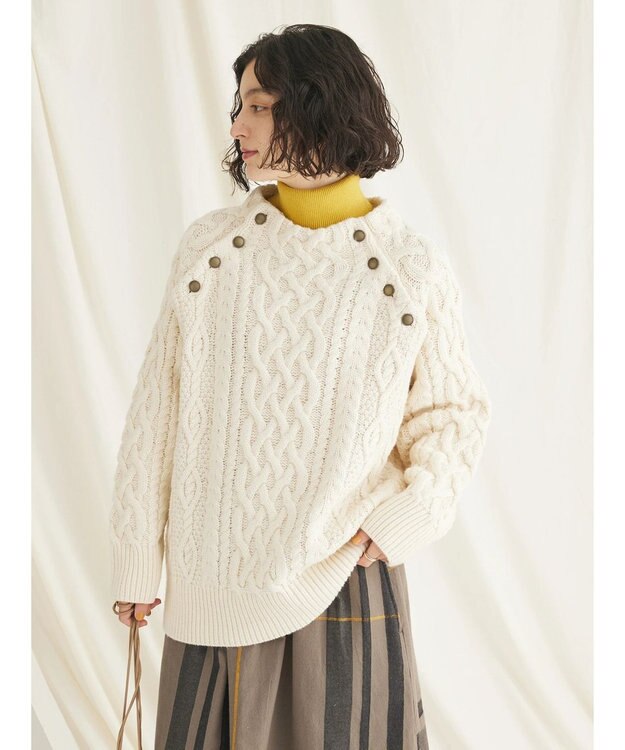 CRAFT STANDARD BOUTIQUE ラグランケーブルニットプルオーバー　 Ivory