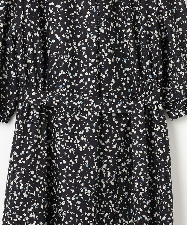 J.PRESS LADIES L 【洗える】スパンローンフラワープリント ワンピース ネイビーベース系