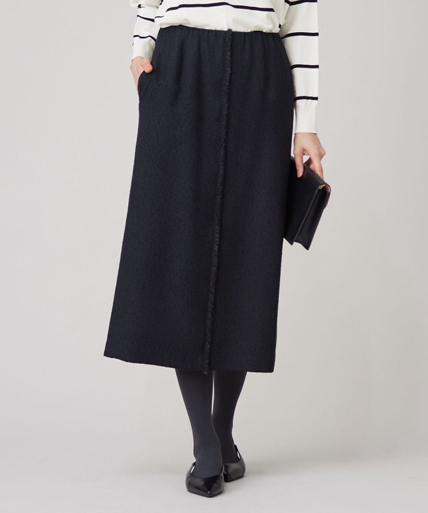 自由区 S ブライトリングツイードストレート スカート ネイビー