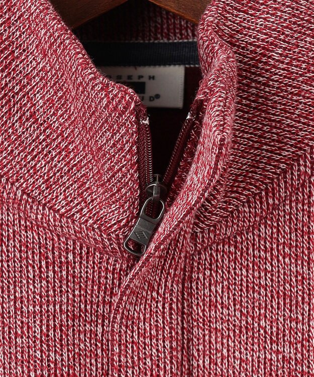 JOSEPH ABBOUD 【WEB/一部店舗限定】人気 杢糸ジャージ ハーフジップカットソー レッド系