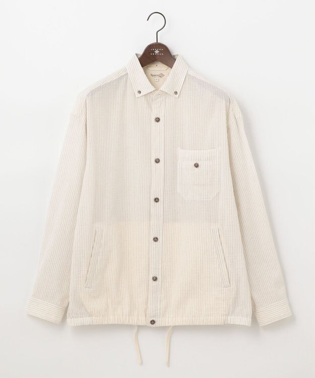 JOSEPH ABBOUD MOUNTAIN 【SPACE／UNISEX】オーガニックコットンリネンドライサッカー シャツ ベージュ系1