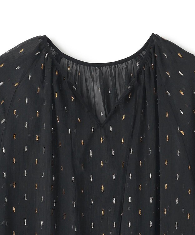 UNFILO ラメリンクルシフォン ワンピース ブラック