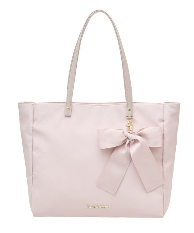 Maison de FLEUR EC限定リボンチャーム付き3ルームトートバッグ Grayish Pink