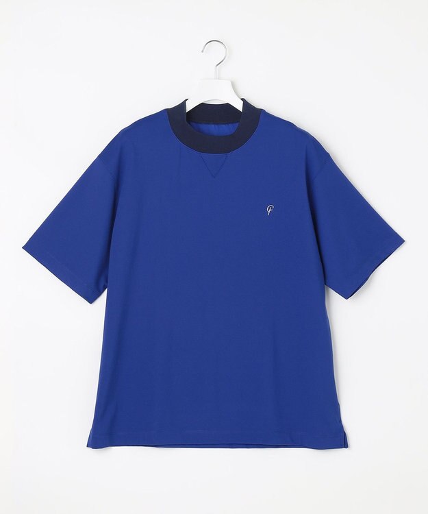 23区GOLF 【23Fondation/MEN】バイカラー モックネックシャツ 余裕のあるサイズ感 着疲れしない ブルー系