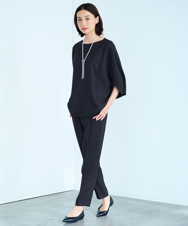 ICB 【新色追加・WEB限定カラーあり・UVケア・接触冷感・速乾・防シワ・洗える】FluidBackSatin ドルマンスリーブブラウス ネイビー系