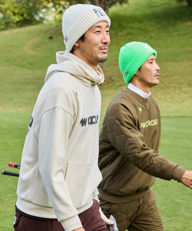 PW CIRCULUS 【3層レイヤー構造ボンディング×中綿キルティング】【MEN】中綿プルオーバー ゴルフ カーキ系