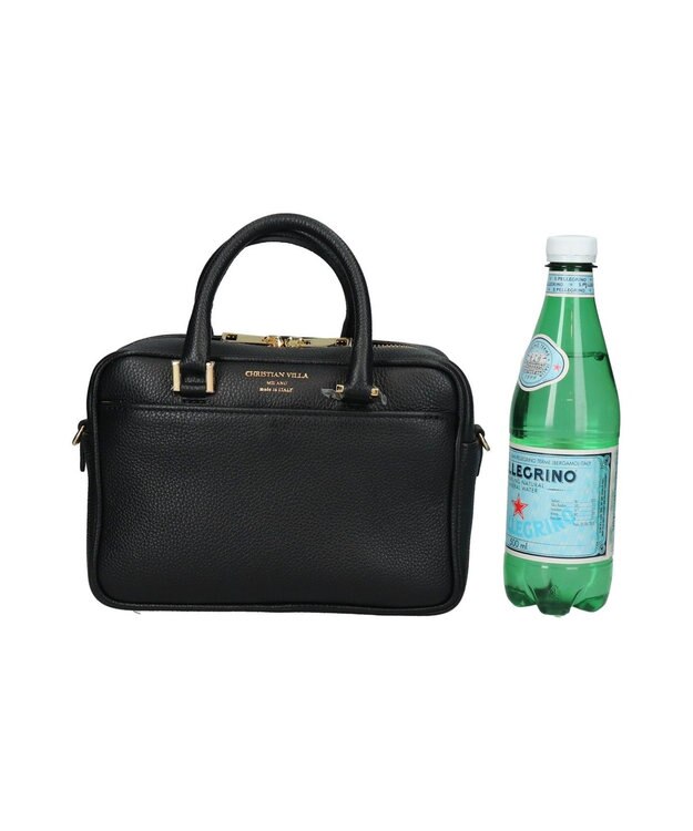 INTER-CHAUSSURES 【CHRISTIAN VILLA】ボックスシルエットレザーハンドバッグ ブラック