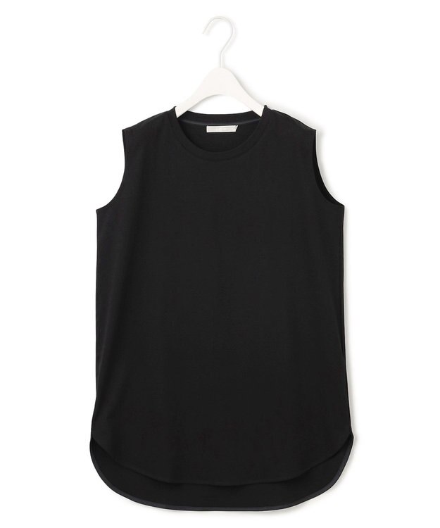 ICB L 【接触冷感・洗える】コンパクトスムース ノースリーブ Tシャツ ブラック系