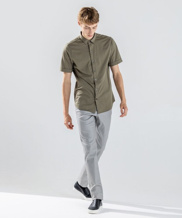 JOSEPH HOMME ＜新色追加＞【ストレッチ】ハイゲージコットンジャージー 　レギュラーカラーシャツ 【新色】モスグリーン系