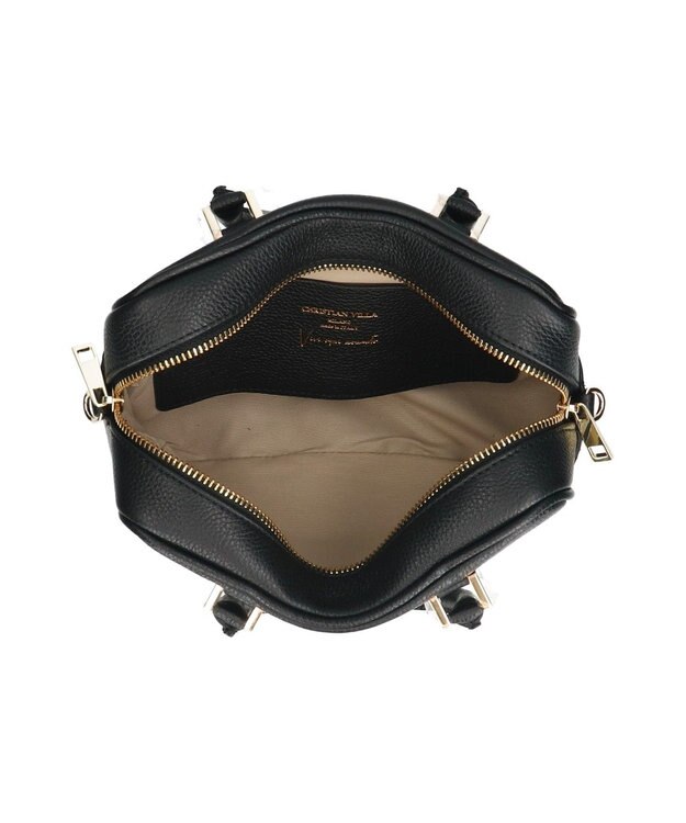 INTER-CHAUSSURES 【CHRISTIAN VILLA】ボックスシルエットレザーハンドバッグ ブラック