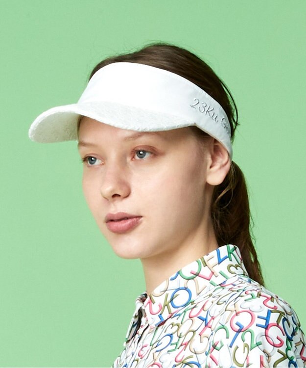 23区GOLF レース使いが上品！【WOMEN】バイザー ホワイト系