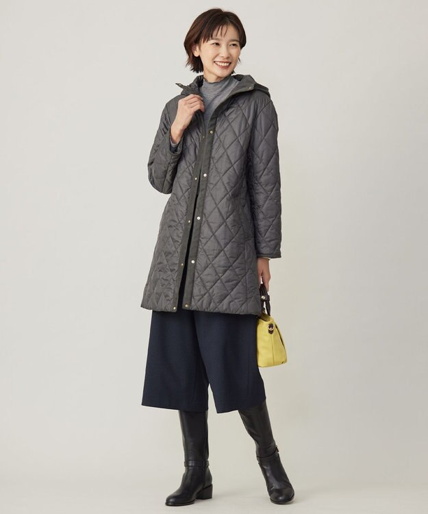 J.PRESS LADIES S 【WEB限定カラーあり・洗える】コンパクトタフタキルティング フーデッド コート スレート系