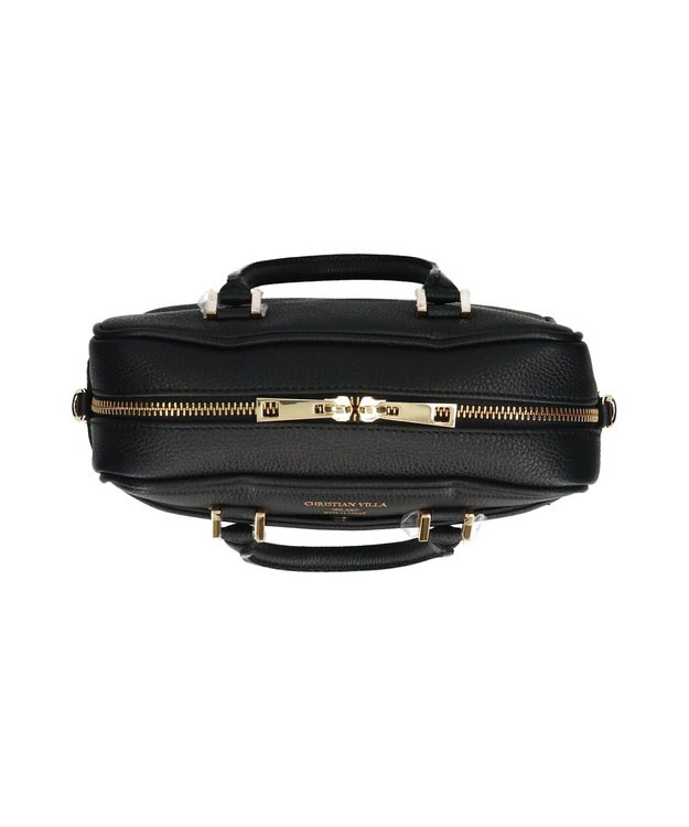 INTER-CHAUSSURES 【CHRISTIAN VILLA】ボックスシルエットレザーハンドバッグ ブラック