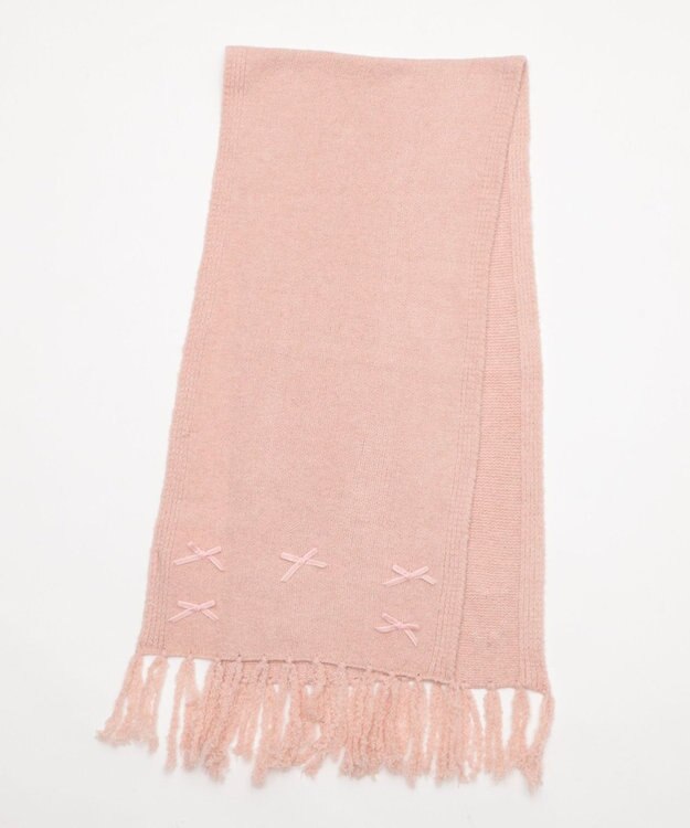 WEGO ベロアリボンニットストール ライトピンク