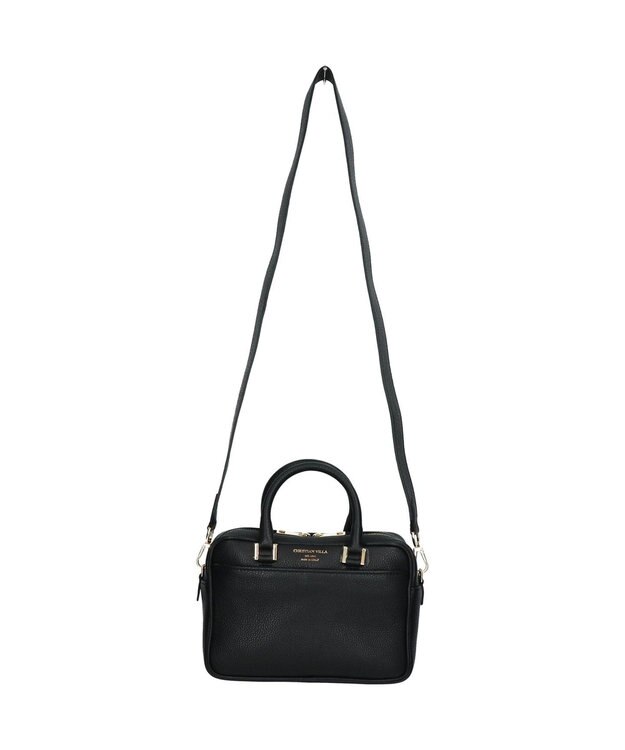INTER-CHAUSSURES 【CHRISTIAN VILLA】ボックスシルエットレザーハンドバッグ ブラック
