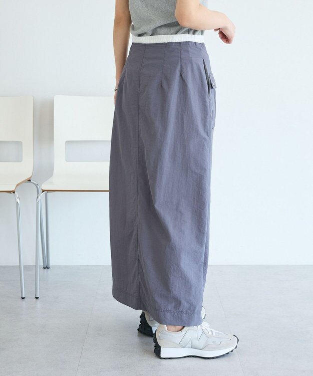 CRAFT STANDARD BOUTIQUE ナイロンダブルウエストIラインスカート Gray
