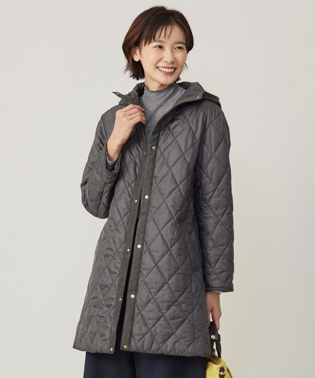 J.PRESS LADIES S 【WEB限定カラーあり・洗える】コンパクトタフタキルティング フーデッド コート スレート系