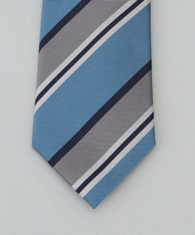 GOTAIRIKU 日本縫製/オリジナル柄【Fermo Fossati】ネクタイ_レジメンタル ターコイズブルー系1