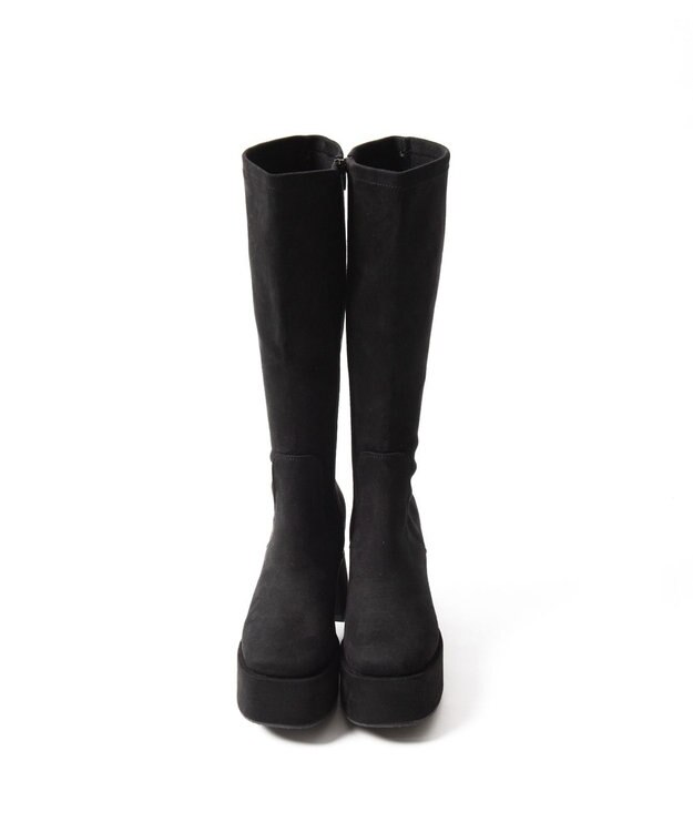 WEGO ストーム付きワイドヒールロングブーツ ブラックその他