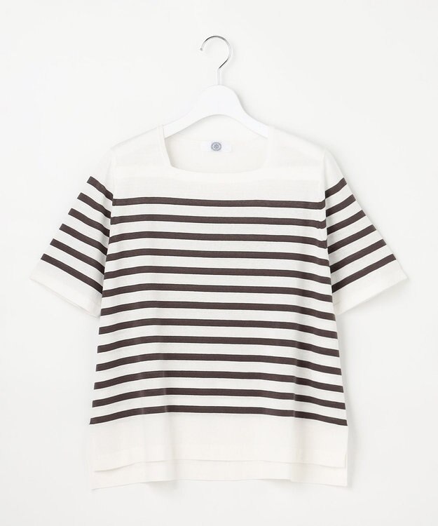 J.PRESS LADIES RELAX OVER KNIT プルオーバー オフホワイト×モカ