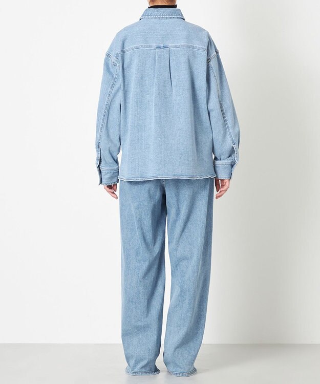 NAVE 【ReNAVE　洗える】ストレッチデニム シャツ アイスブルー系