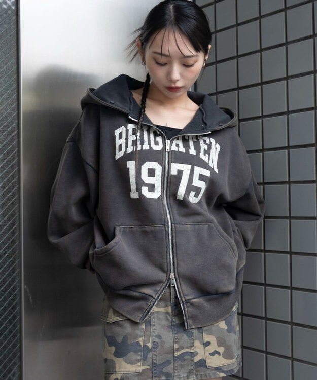 WEGO 裏起毛ファーフードBIGZIPパーカー ブラックその他