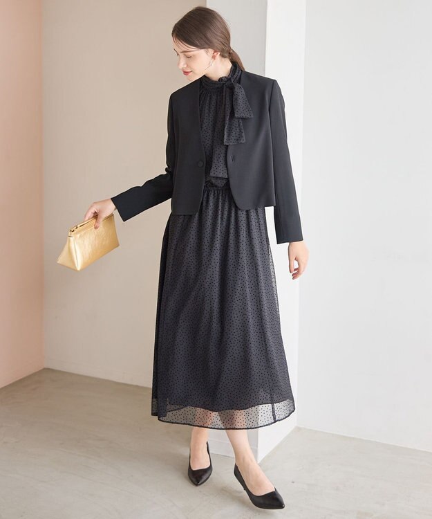 23区 S 【APPLAUDIR】シアードットフロッキー ドレス ブラック系