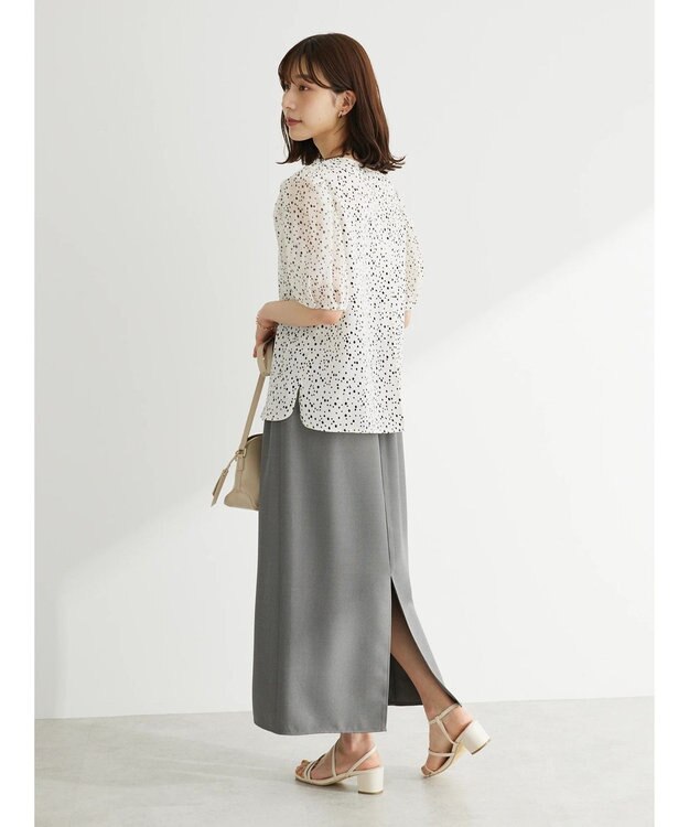 Green Parks 麻調Ｉラインスカート Gray