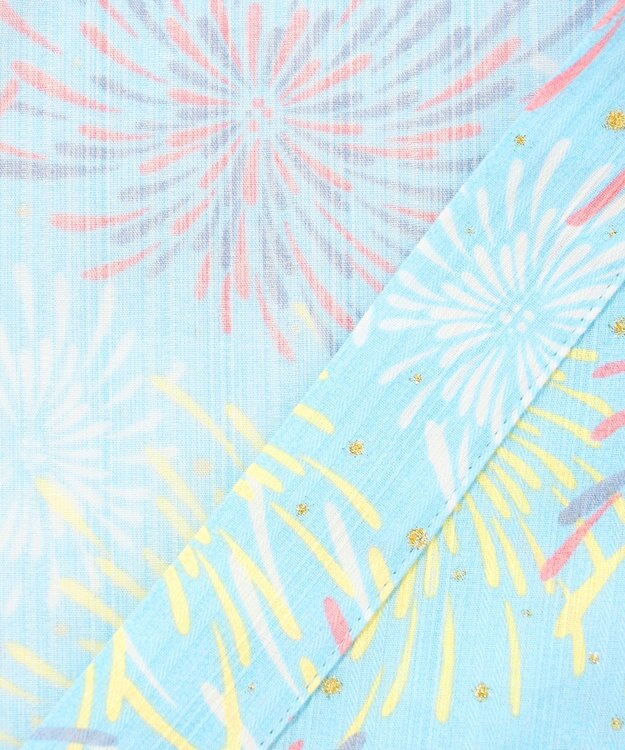 ANY KIDS 【簡単着付け】2WAY セパレート浴衣セット サックスブルー×花火