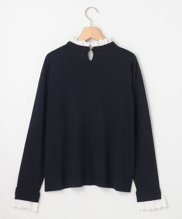 組曲 【WEB限定】レースフリルスタンド ニット ネイビー系