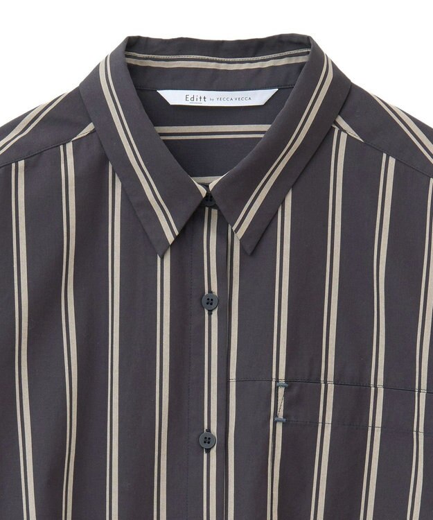 YECCA VECCA 2way袖デザインロングシャツ Stripe Black