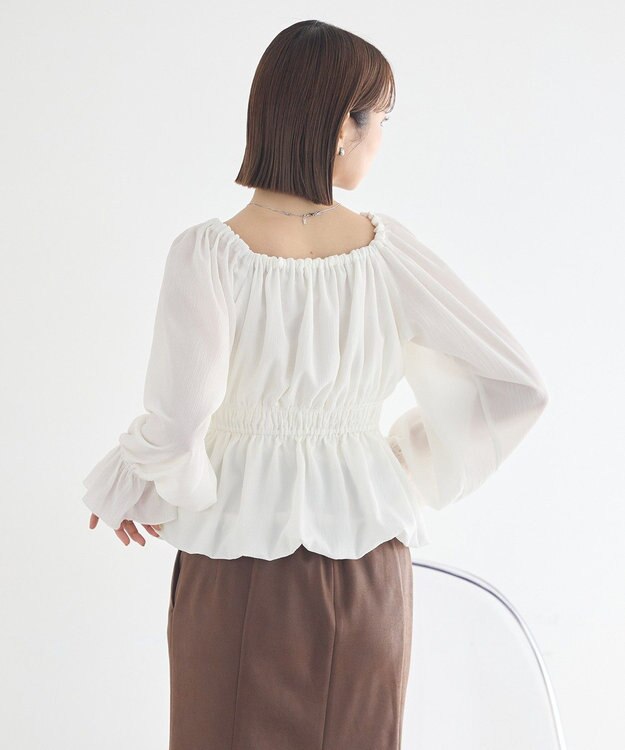 earth music&ecology バルーンヘムブラウス Off White