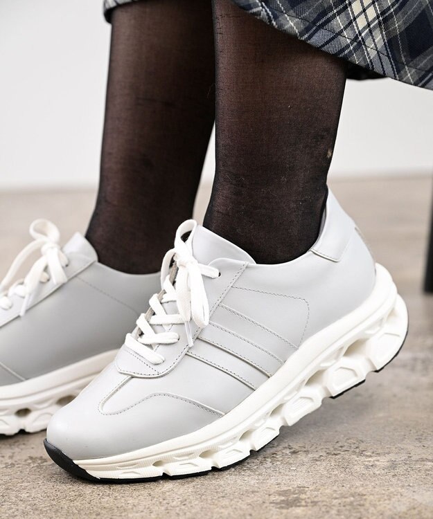 Pointer 日本製 本革 穴開きソールスニーカー サマーグレー