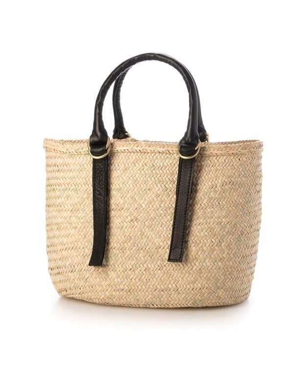 UNBILLION ペルケ perche / 牛革付属椰子かごマルシェバッグS ブラック