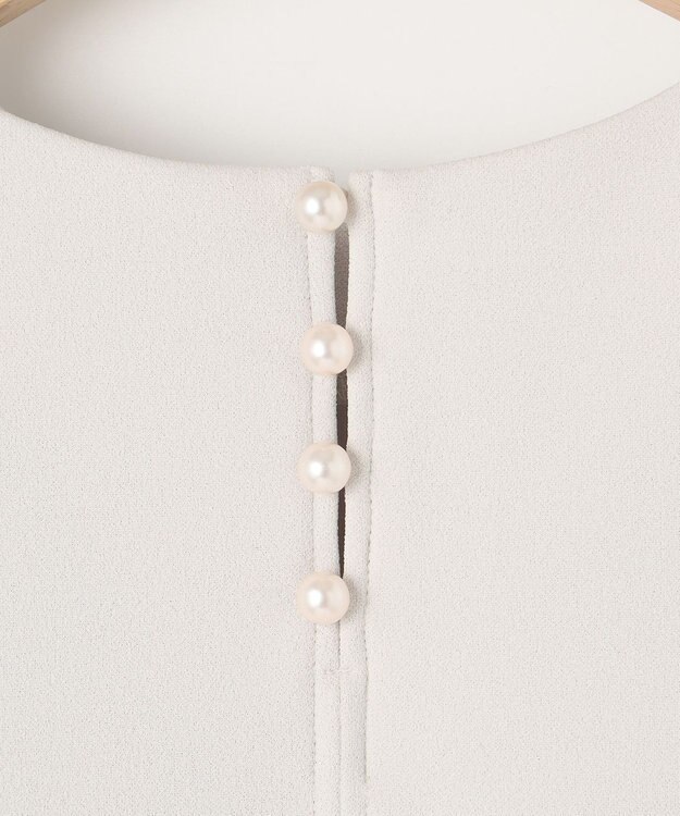 組曲 S 【吸湿・冷感・UVケア】ジョーゼットジャージーバックフリル Tブラウス ライトグレー系