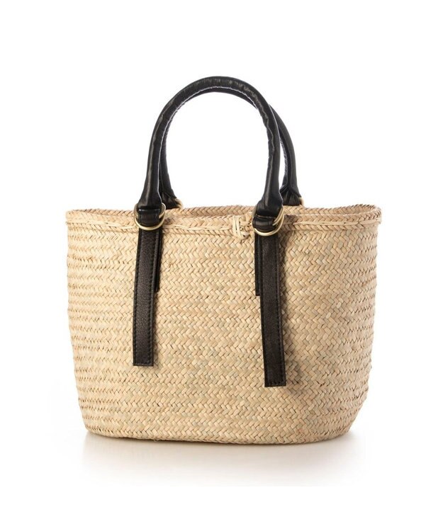 UNBILLION ペルケ perche / 牛革付属椰子かごマルシェバッグS ブラック